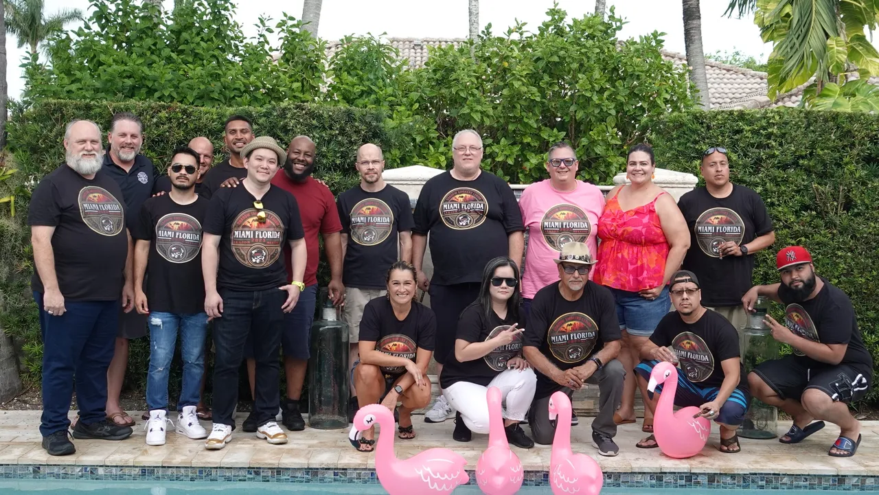 Legion members gathered at a pool